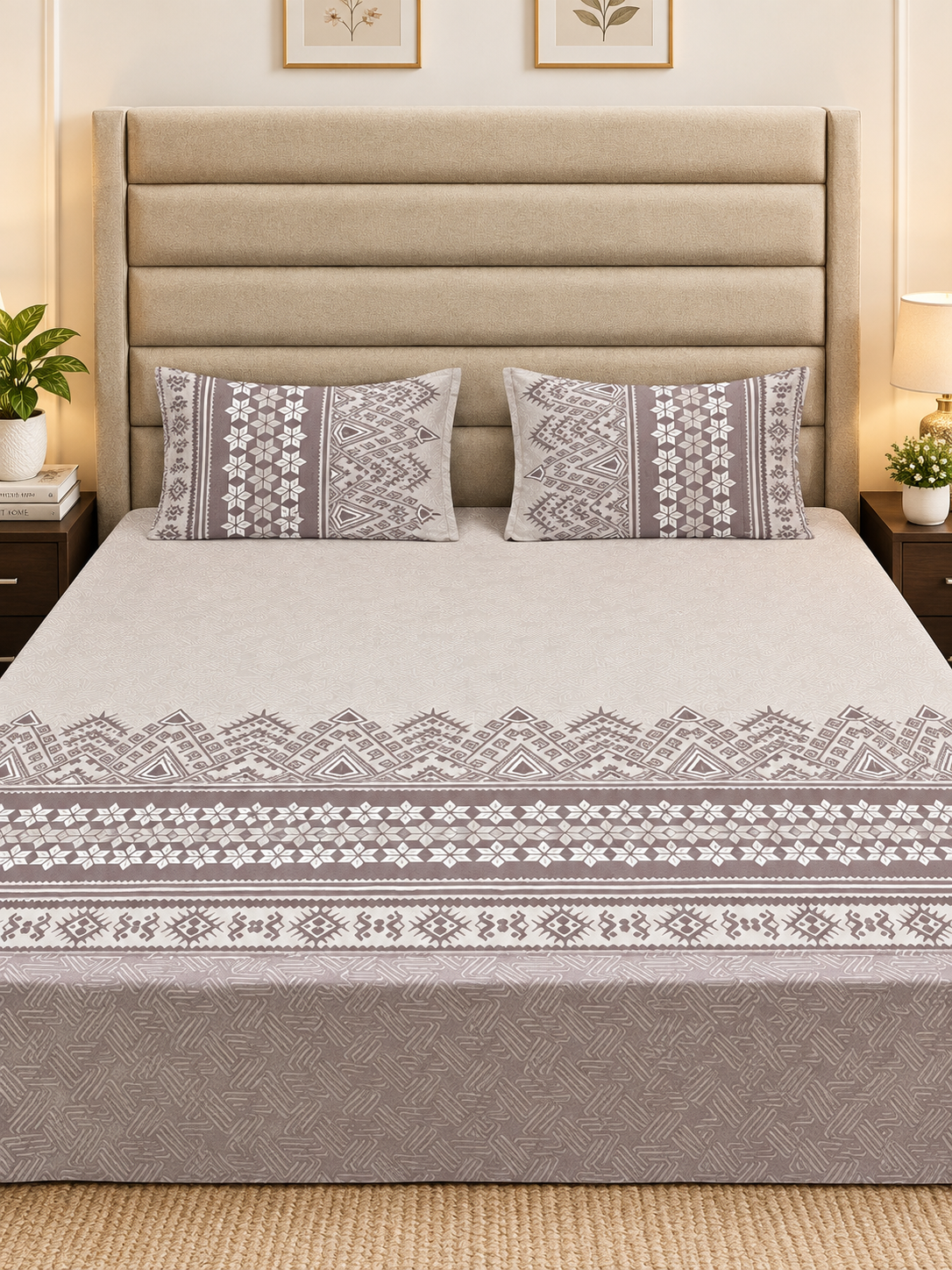 GHOOMAR PURE ORGANIC COTTON BEDSHEET (King-Size:108x108)