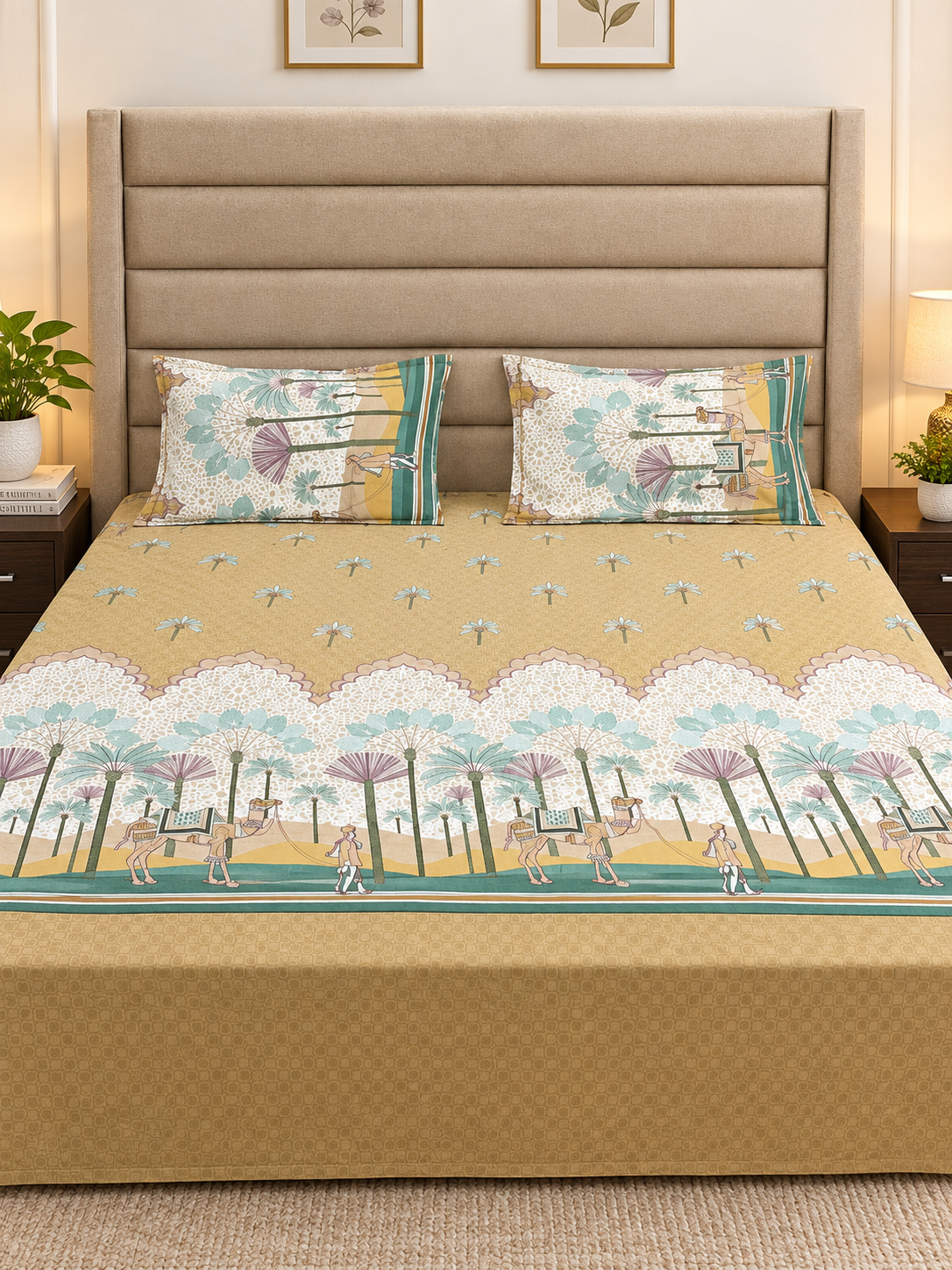 GHOOMAR PURE ORGANIC COTTON BEDSHEET (King-Size:108x108)