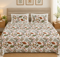 Tarini Lace Pure Cotton Bedsheet King Size | Floral Printed Cotton Bedsheet with Lace Border