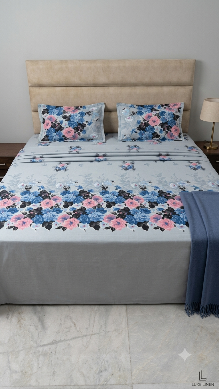 GHOOMAR PURE ORGANIC COTTON BEDSHEET (King-Size:108x108)