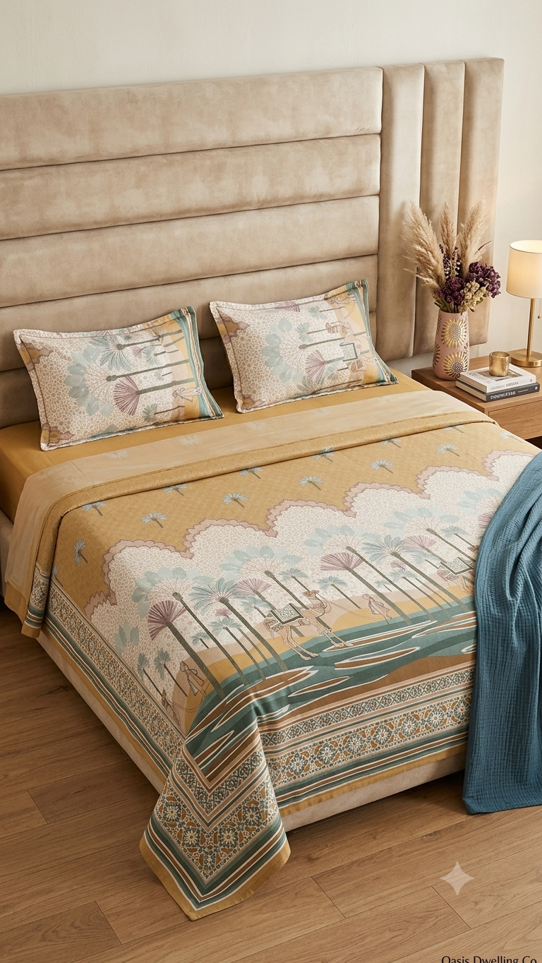 GHOOMAR PURE ORGANIC COTTON BEDSHEET (King-Size:108x108)