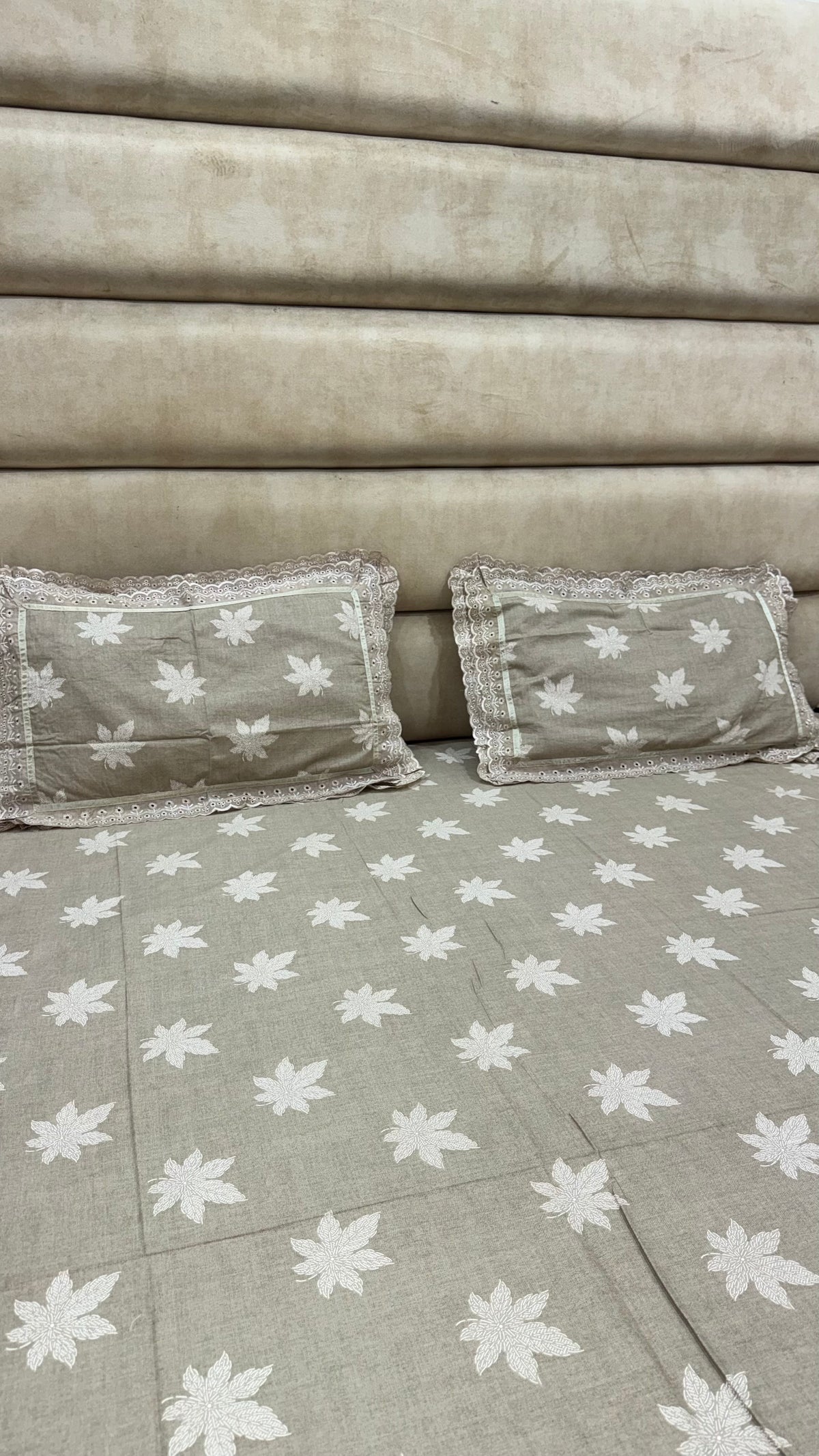 Gold Lace King Size Bedsheet | Premium Percale Cotton Printed Bedsheet
