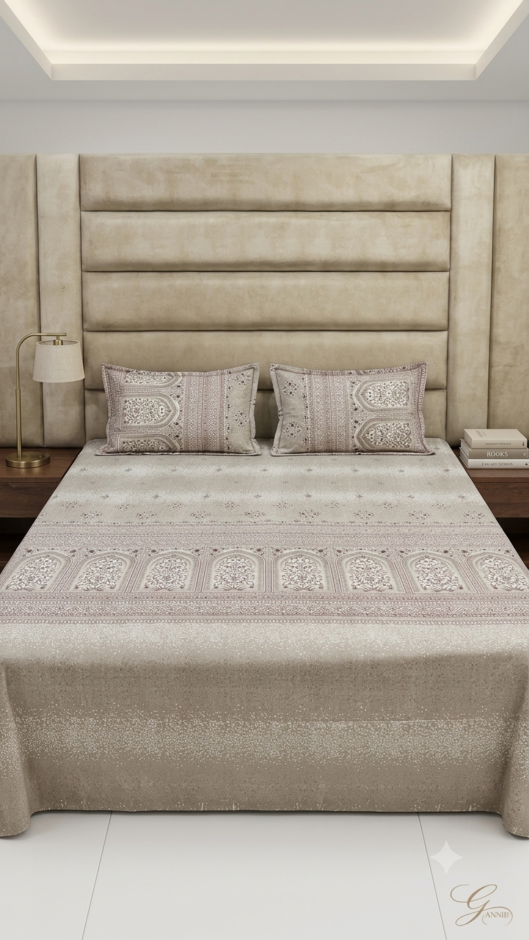 GHOOMAR PURE ORGANIC COTTON BEDSHEET (King-Size:108x108)